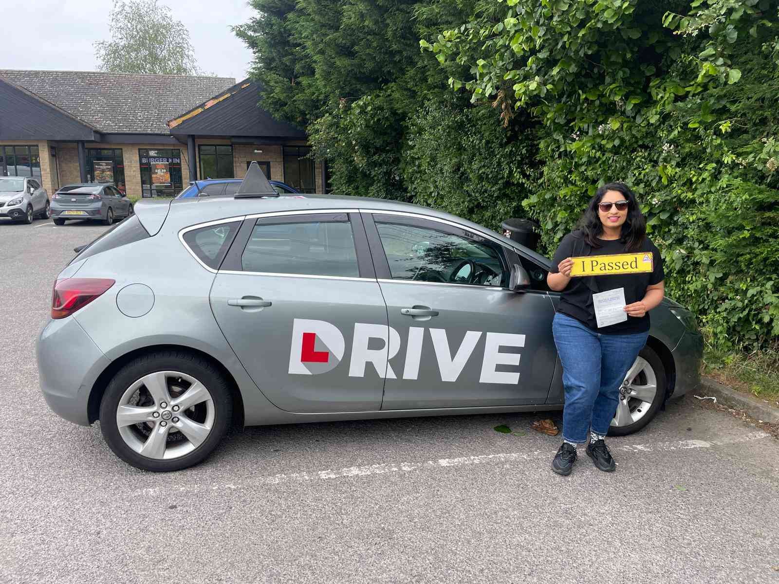 Archana after passing their driving test with JM Drive