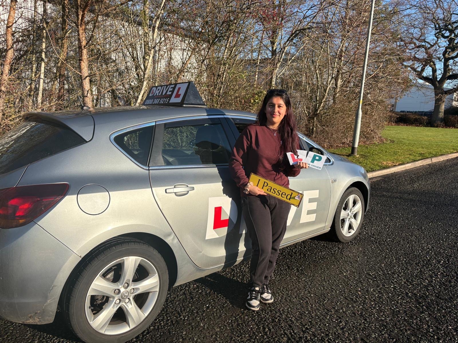 Halima after passing their driving test with JM Drive